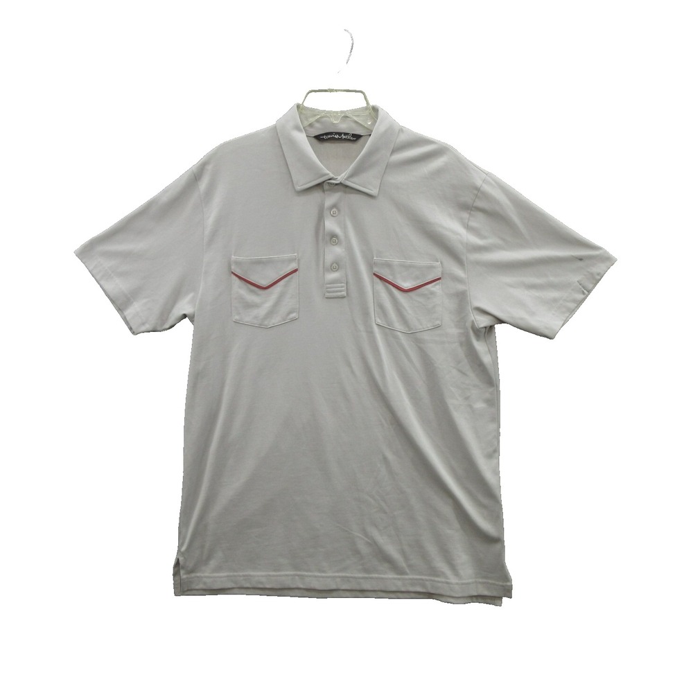 Travis Mathew Men's Polo Shirt Large Gray Short Sleeve Moisture Wick New DEFECT